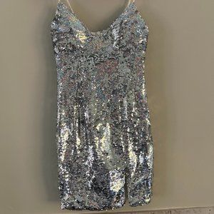 Silver Sequin Dress - Princess Polly